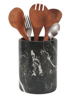 Radicaln Marble Utensil Holder Spoon Caddy Countertop Black Handmade  kitchen Utensils set organizer - 5.5x6.5 Inch flatware chopstick Canister
