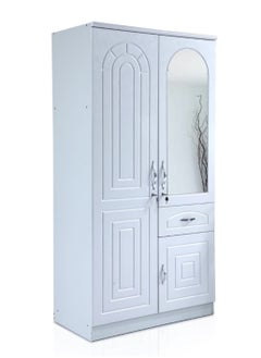 Buy Karnak Best 2-Door Wooden Wardrobe Cabinet Cupboard Engineered Wood With1 Drawer Perfect Modern Stylish Heavy Duty Color White 8828 in UAE