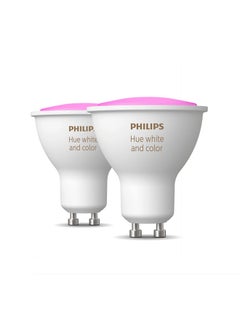 اشتري Philips Hue White and Colour Ambiance Smart Light 2 Pack [GU10 Spot] With Bluetooth. Works with Alexa, Google Assistant and Apple Homekit في الامارات