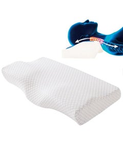 Buy Contour Memory Foam Pillow for Neck Pain Relief for Side Back Stomach Sleepers White in UAE