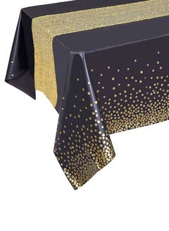 Buy Black Tablecloth Gold Sequin Table Runner Set, Black and Gold Party Decorations, Rectangle Table Cover Plastic Table Cloths for Parties, Gold Table Runners, for Graduation Birthday Anniversary in Saudi Arabia