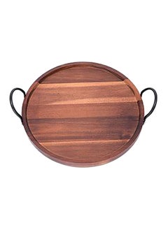 اشتري Eco-Friendly Round Acacia Wood Serving Tray Brown 40 cm AW18-X090 في السعودية