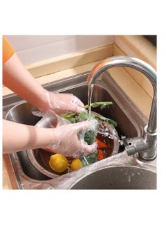 اشتري Plastic Disposable Transparent Gloves, Transparent, for Food Service, Cleaning, Food Handling, Shared Spaces, Hair Coloring, Dishwashing Protection, One Size Fits Most (500 PCS) في السعودية