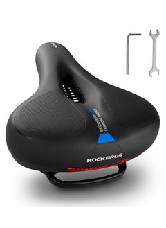 اشتري Bike Seat Comfort Bike Saddle Mountain Bicycle Accessories for Men Women Soft Wide Bike Seat Cushion Dual Shock Absorbing with Reflective Strip في السعودية