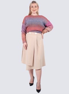 Buy Women's Asymmetric Midi Skirt Skirt in Stocking Beige in UAE