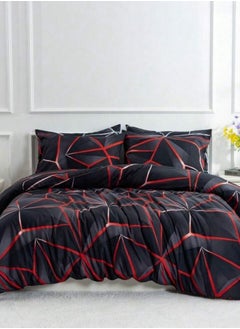 Buy Various King/Queen/Single Size Duvet Cover Set, Black with Grey Geometric Design in UAE