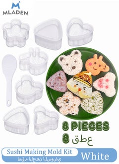 Buy 8 Pieces Sushi Making Mold Kit, Triangle, Heart and Flower Shaped Sushi Rice Ball Mold, Beginners DIY Onigiri Moulds for Children Bento in Saudi Arabia