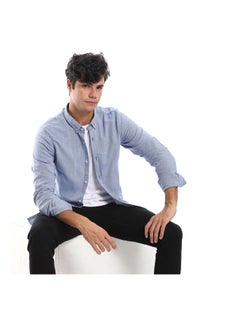 Buy Self Pattern Buttons Down Royal Blue Shirt_Blue in Egypt