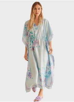 Buy Floral Satin Kaftan Dress in UAE