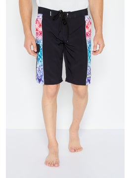 Buy Men Drawstring Printed Board Short, Black Combo in UAE