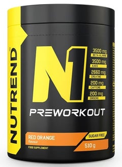 Buy N1 Pre Workout Sugar Free 510 Grams, Red Orange in UAE