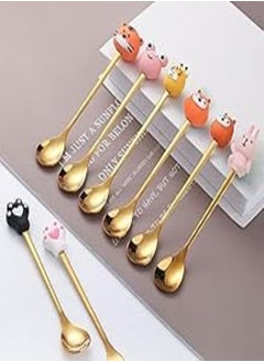 اشتري 6 Pieces Stainless Steel Dessert Spoon Set Lovely Dessert Spoon for Fruits, Cake, Coffee, Hot Drinks, Ice Cream and Other Desserts في مصر