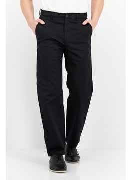 Buy Men Loose Fit Solid Chino Pants, Black in Saudi Arabia