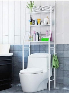 Buy 3 Shelf Towel Storage Rack Organizer Over The Toilet Bathroom Space Saver White 50 X 25 X 160cm in UAE