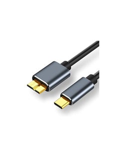 Buy USB Micro B to USB Type C Cable 5 Gbps Fast Data Transfer Cord 3A Quick Charge Compatible with MacBook, iPad, Galaxy S24, Laptop, External Hard Drive - Nylon Black Wire 2.0 M / 6.5 Feet in Egypt