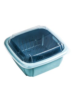 Buy Multi-Functional Strainer Basket With Lid Blue 22x11x22cm in Saudi Arabia