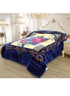 Buy 2 Ply embossed super soft printed raschel blanket warm and comfortable to sleep 14 lbs in UAE