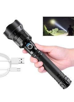 Buy Super Bright Rechargeable LED Flashlights, 90000 Lumens XHP70.2 Tactical Flashlight, 2*26650mAh Battery, Zoomable&IPX5 Waterproof in Saudi Arabia