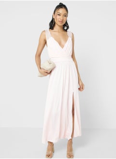 Buy Lace Detail Wrap Maxi Dress in UAE