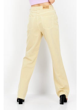 اشتري Women Regular Fit Plain Denim Jeans, Yellow في الامارات