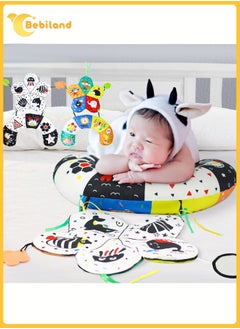 Buy Tummy Time Pillow Toys, Black and White High Contrast Baby Toys, 2-Sided Montessori Sensory Toys with Crinkle Paper & Teethers, Newborn Toddler Crawling Toy Soft Infant Toy 0-12 Months in Saudi Arabia