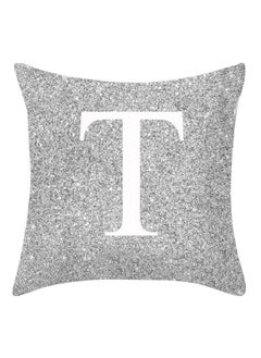 اشتري Letter Printed Throw Pillow Case Metallic Silver في السعودية