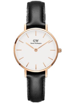 Buy Petite Sheffield Eggshell White Round Watch for Women 28mm Dial with Black Leather Strap DW00100230 in Saudi Arabia