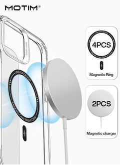 Buy 2 PCS Wireless Charger Compatible with MagSafe HaloLock Mini Charger for iPhone 15/14/13/12 Strong Magnetic Lock And 2 PCS Magnetic Ring with MagSafe Sticker Universal Magnetic Conversion Kit in Saudi Arabia