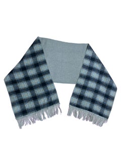 Buy Double Face Solid & Plaid Check/Carreau/Stripe Pattern Wool Winter Scarf/Shawl/Wrap/Keffiyeh/Headscarf/Blanket For Men & Women - Large Size 50x190cm - P11 Light Grey / Navy Blue in Egypt