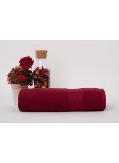 Buy Towel Infinity 500 Gsm 100% Cotton Terry Fancy Border 1 Hand  50X90 CmSoft Touch Extra Absorbent-Red in Saudi Arabia