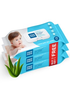 Buy Mee Mee Caring Baby Wet Wipes with lid 72 Pcs Aloe Vera Pack of 3 in UAE