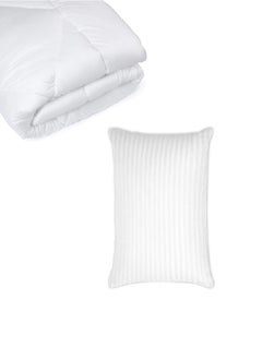 Buy Single Size Plain Duvet Cotton White 160X220Cm With 1 Piece Pillow in UAE