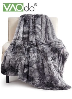 Buy Soft Fuzzy Throw Blanket  Double-sided Artificial Velvet Faux Fur Throw Cozy Fluffy  Shaggy Blanket for Couch Bed  Sofa Couch Camping and Travel Thick Warm Blankets Grey 160*200CM in Saudi Arabia
