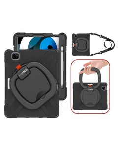 Buy Moxedo Shockproof Rugged Protective Colorful Case with 360 Rotating Kickstand , Shoulder Strap , Pen Holder for Kids Compatible for Apple iPad Air4/Air5 10.9 / Pro 11 2018/2020/2021 - Black in UAE