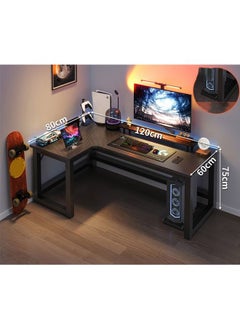 Buy Computer left Corner Desk,for Home Office,Sturdy Writing Workstation, Gaming Desk120X75X80 Cm Brown in UAE