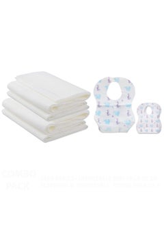 اشتري Combo Pack Disposable Bibs Pack Of 20 With Disposable Towel Pack Of 6 Elephant في الامارات