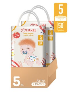 Buy hibobi high-tech ultra-thin soft baby diapers, size 5 in Saudi Arabia