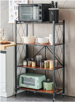 Buy 4 tier storage rack with wood shelves in Saudi Arabia