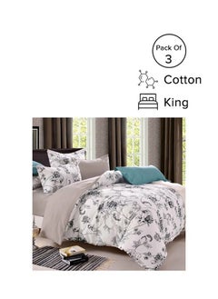 اشتري 3-Piece King Size Floral Bedding Set Cotton Multicolour 220x240cm في السعودية