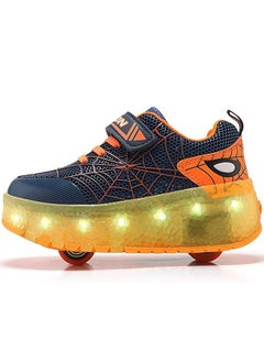 Buy Al Aoyama USB Chargable LED Light Up Roller Shoes Wheeled Skate Sneaker Shoes for Boys Girls Kids in UAE