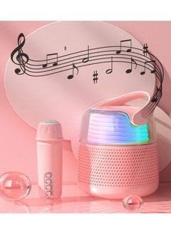 Buy Wireless Karaoke Bluetooth Speaker with Mic Portable Bluetooth Speaker with Microphone High Sound Quality Speaker with Multi Color Ambiance Light Lantern Design Speaker -Pink in UAE
