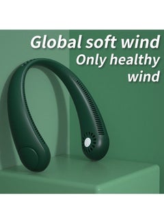 Buy Hands Free Bladeless Fan 3 Speeds Neck Fan Green in Saudi Arabia