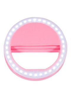 Buy LED Ring Flash Light for Smartphone Pink/White in Saudi Arabia