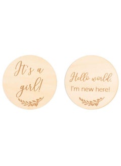 اشتري 2Pcs Its A Girl Sign Wood Baby Monthly Cards Milestone Discs Baby Shower Party Decorations For Gender Reveal Baby Announcements(10Cm) في الامارات