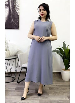 Buy Round-Neck Sleeve Less Fustan Grey in Saudi Arabia