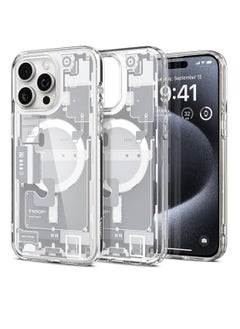 Buy Ultra Hybrid MagFit designed for iPhone 15 Pro Max case cover compatible with MagSafe - Zero One White in UAE