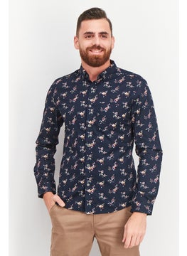 اشتري Men Fitted Floral Long Sleeves Orlando Casual Shirt, Navy Combo في الامارات