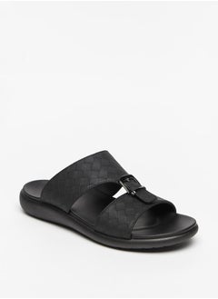 Buy Men's Weaved Slip-On Sandals with Buckle Detail in UAE