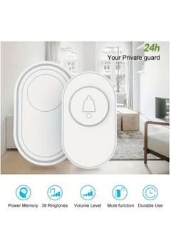 Buy Wireless Doorbell Music Led Flash Security Alarm Outdoor Ip65 Waterproof Smart Home Smart Insert Doorbell Set With Battery （white) in Saudi Arabia