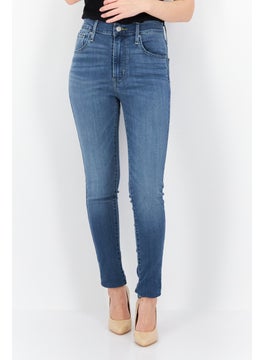 Buy Women Skinny Fit High Rise Straight Leg Stretchable Jeans, Blue in Saudi Arabia